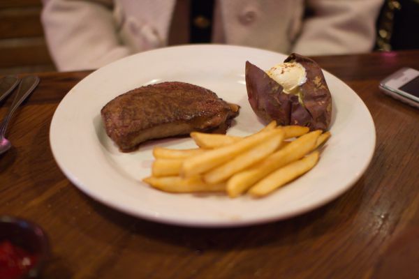 Steak & French Fried Potato & Grilled Sweet Potato