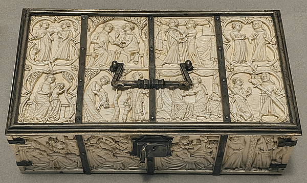 Couvercle du coffret de l'histoire de la châtelaine de Vergy - Musée du Louvre Objets d'art MRR 77