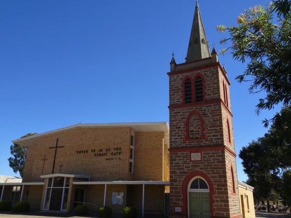 Lights Pass . Strait Gate Lutheran Church. The first church was built in 1861 and the bell tower in 1877. The 1861 church demolished in 1960 and replaced with this modern church but the 1877 bell tower was retained