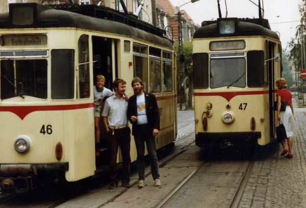 Gotha Tram Drivers in Gotha, DDR. August 1989