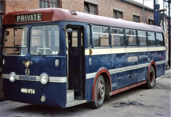 MRR 974 Leyland Royal Tiger. PSU1.13 (1951) LB44F. at Gotham garage. 13.04.1972 [H83]