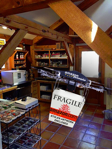 Amazon Drones Scour Art Studios To Steal Images For New Products (Satire Image)