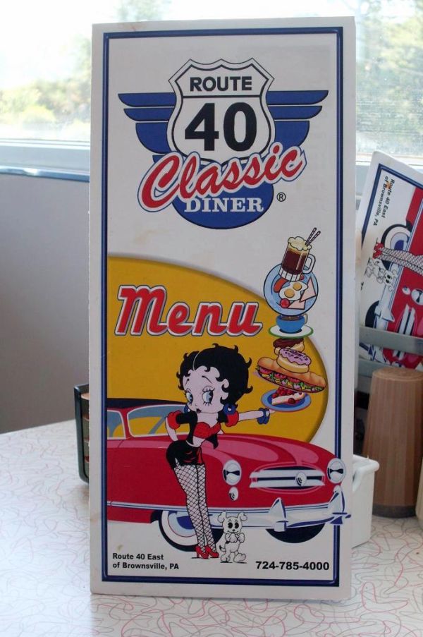 Route 40 Classic Diner Menu--Betty Boop!