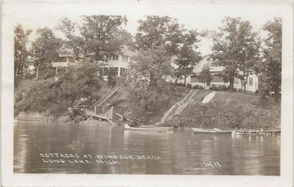 NE Hale ELLAKE Long Lake Alpena MI RPPC Circa 1920 Summer Cottages Resorts and Homes at WINDSOR BEACH serviced by the D&MRR Detroit & Mackinac Railway Photographer UNK