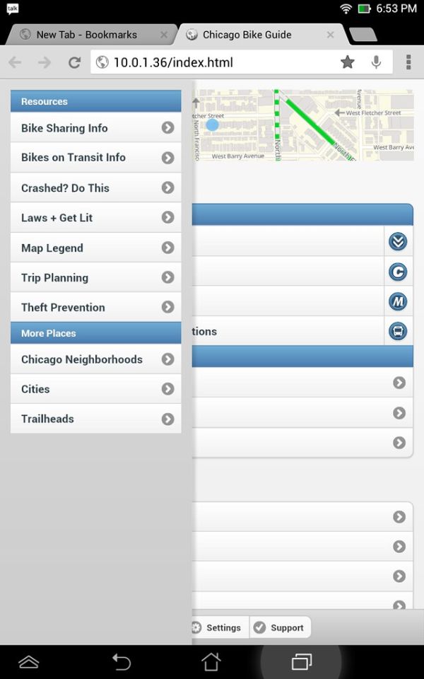 Updated home screen design for Chicago Bike Guide