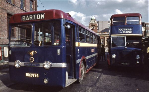 File1167 Mrr 914 Leyland Royal Tiger. PSU1 Ley B44F at Huntingdon St. B.S. Nottm. 08.05.1971. [G282]
