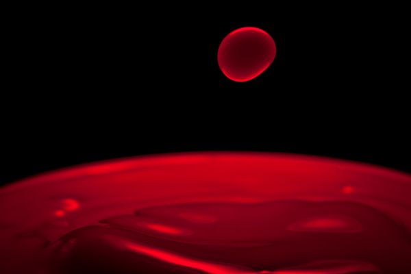 with a drop of blood