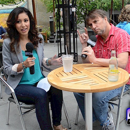 Found this cute picture of director Richard Linklater with host Veronica Castro during our recent interview in #Berkeley. His film #Boyhood just came out on DVD & Bluray this week. Watch our interview st SIDEWALKSTV.COM. #RichardLinklater #candid #photo