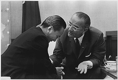 Public Domain: President Nguyen Van Thieu (South Vietnam) and President Lyndon B. Johnson by Yoichi Okamoto, July 19, 1968 (NARA)