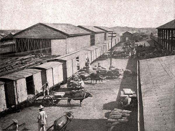 daily scene at the Manila freight yards of the MRR - ca 1905