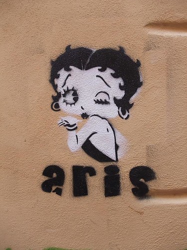 rome street art: aris with betty boop, various graffiti