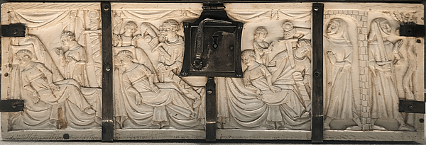 Panneau central du coffret de l'histoire de la châtelaine de Vergy - Musée du Louvre Objets d'art MRR 77