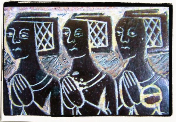 Three female faces