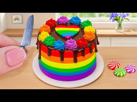 Mini Rainbow Cake Recipe With Chocolate | Stunning Rainbow Cake Decoration Ideas