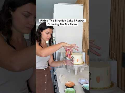 Fixing the Birthday Cake I Regret Ordering for My Twins! #twinmom #cakedecorating #cakefail#cakeinpo