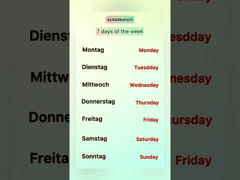 The 7 days of the week in German🇩🇪