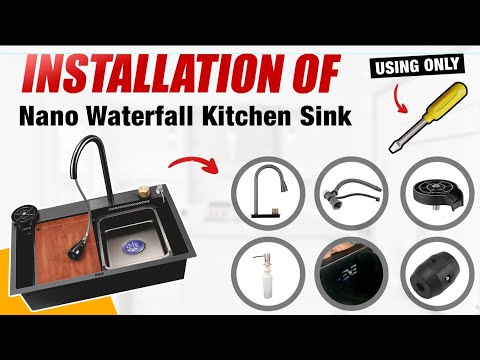 How to install Nano Waterfall Kitchen Sink ❓| Pull-Out Mixer Faucet | Ruhe Handmade SS Kitchen Sink